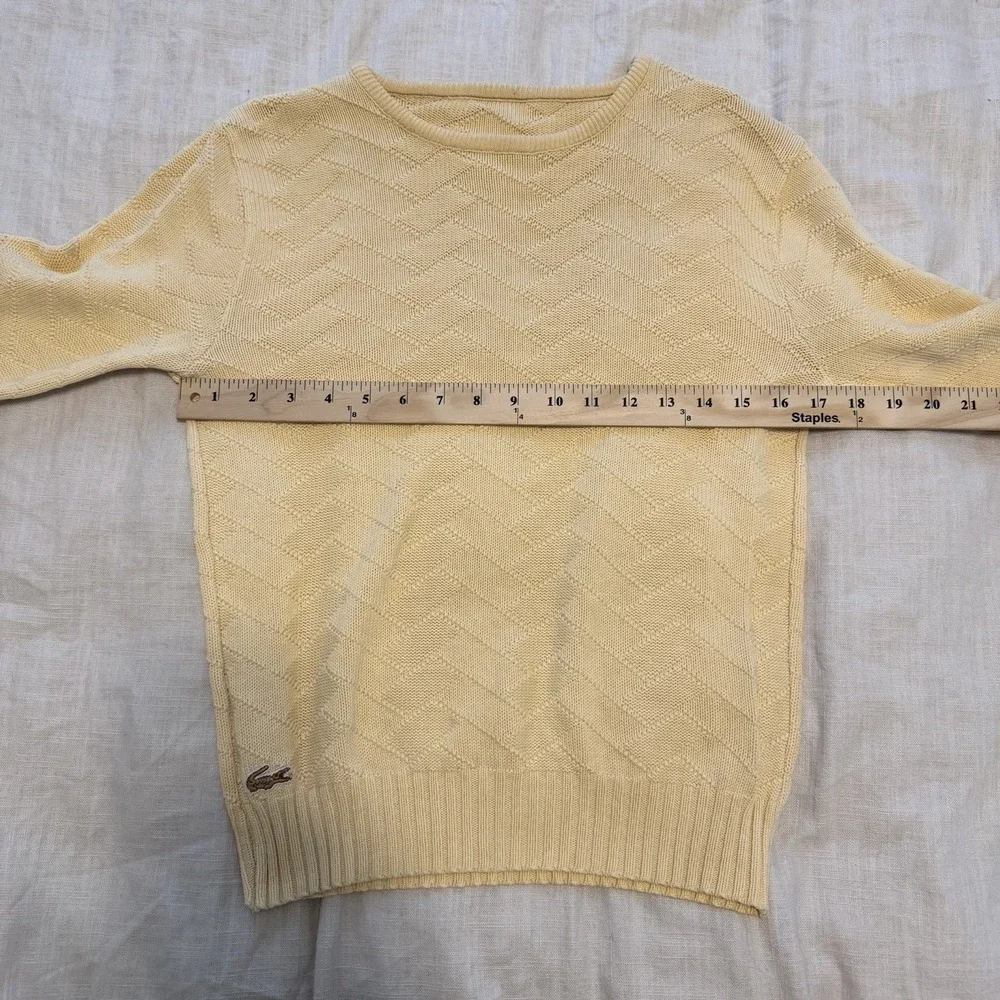 Lacoste Men's Vintage Chemise Geometric CableKnit Wool Sweater 80s Medium Luxury - Picture 4 of 5